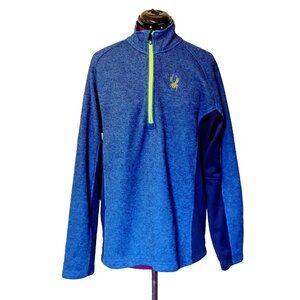 Spyder Men’s Outbound 1/4 Zip Sweater Pullover Size L Blue Black Yellow